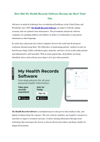 How Did My Health Records Software Become the Best