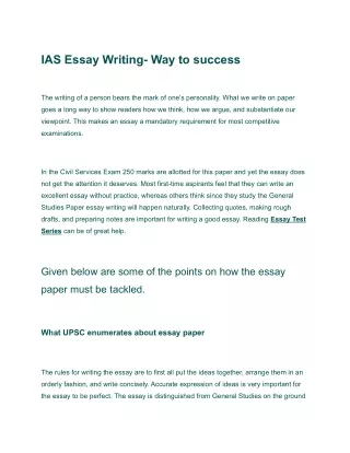 IAS Essay Writing- Way to success