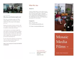 WHY DOES YOUR BUSINESS IGNITE YOU - MOSAIC MEDIA FILMS