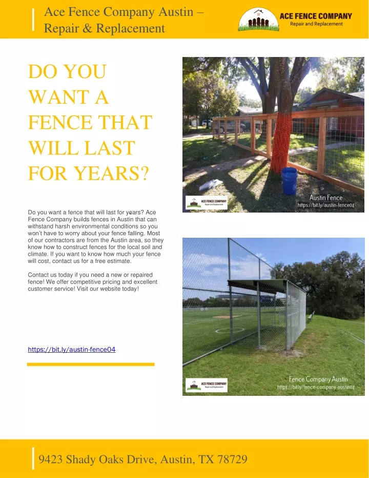 ace fence company austin repair replacement