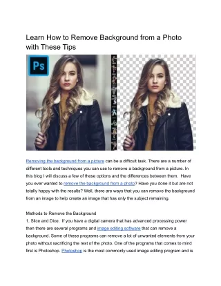 learn how to remove background from a photo with