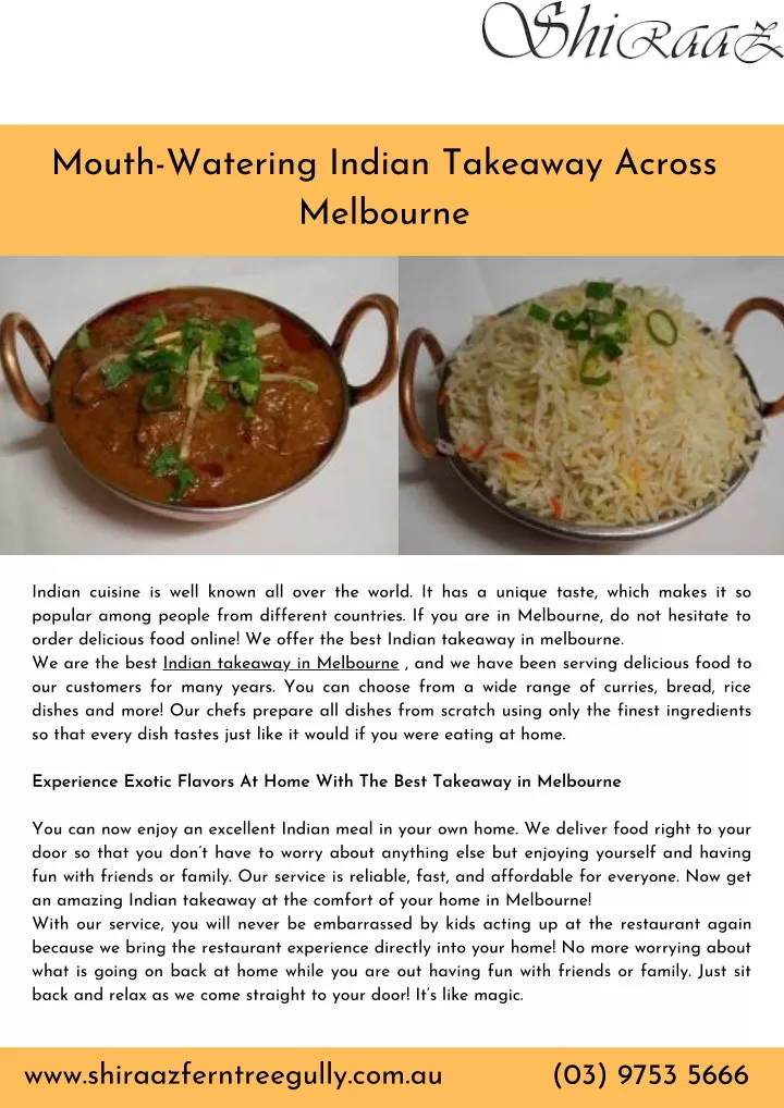 mouth watering indian takeaway across melbourne