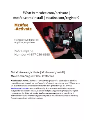 What is mcafee.com/activate | mcafee.com/install | mcafee.com/register?