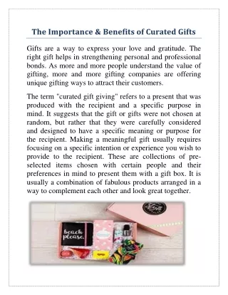 The Importance & Benefits of Curated Gifts