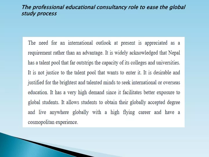 the professional educational consultancy role