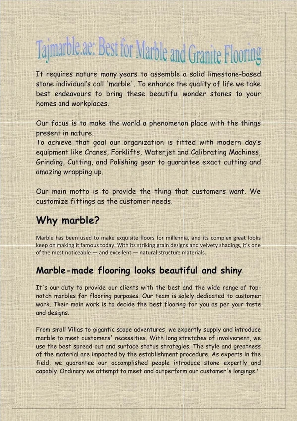 Tajmarble.ae Best for Marble and Granite Flooring