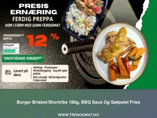 Burger Brisket Shortribs 180g, BBQ Saus Og Sotpotet Fries