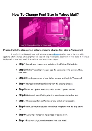 how to change font size in yahoo mail