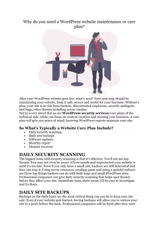 Why do you need a WordPress website maintenance or care plan
