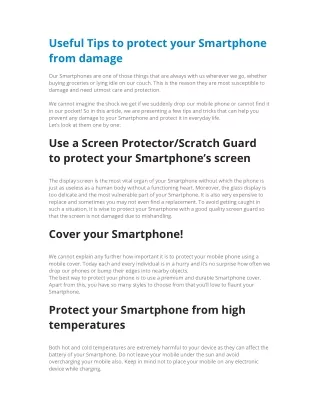 Useful Tips to protect your Smartphone from damage