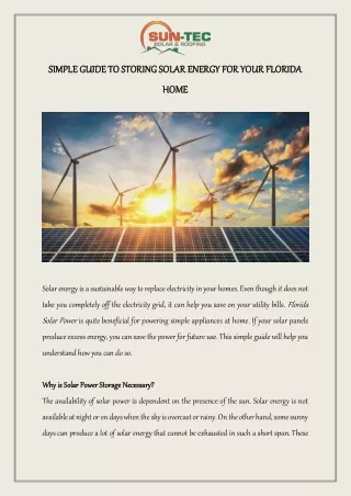 Simple Guide To Storing Solar Energy For Your Florida Home