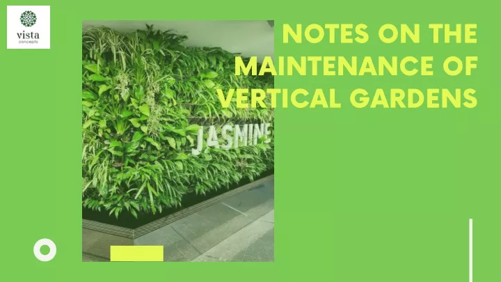 notes on the maintenance of vertical gardens