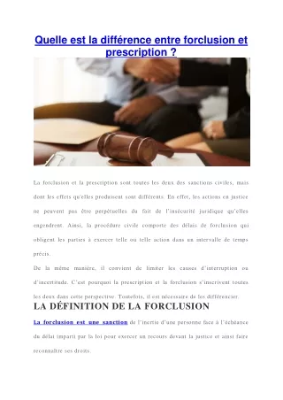 Différence entre forclusion et prescription