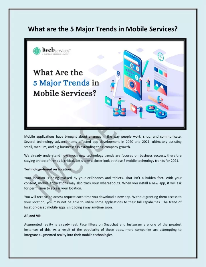 what are the 5 major trends in mobile services