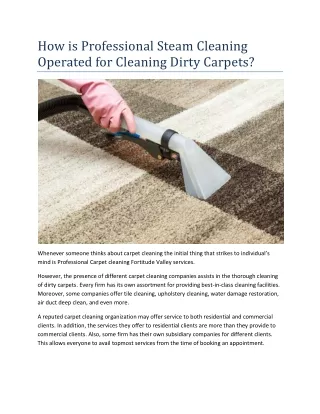 How is Professional Steam Cleaning Operated for Cleaning Dirty Carpets?