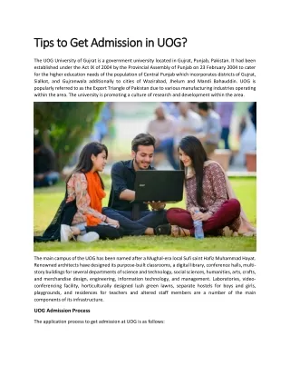 Tips to Get Admission in UOG
