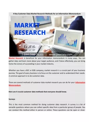 4 Key Customer Data Market Research Methods for an Information Memorandum