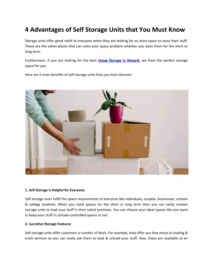 4 advantages of self storage units that you must