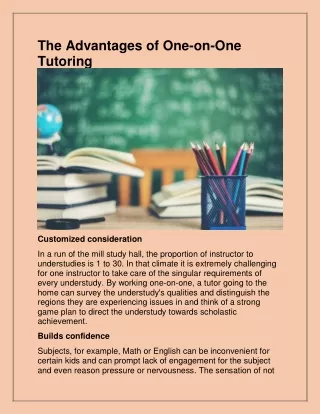 the advantages of one on one tutoring