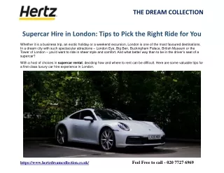 Supercar Hire in London: Tips to Pick the Right Ride for You