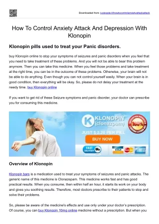 How To Control Anxiety Attack And Depression With Klonopin