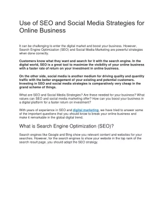 Use of SEO and Social Media Strategies for Online Business