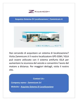 Acquista Sistema Di Localizzazione | Zammicom.it