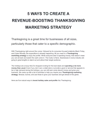 5 WAYS TO CREATE A REVENUE-BOOSTING THANKSGIVING MARKETING STRATEGY