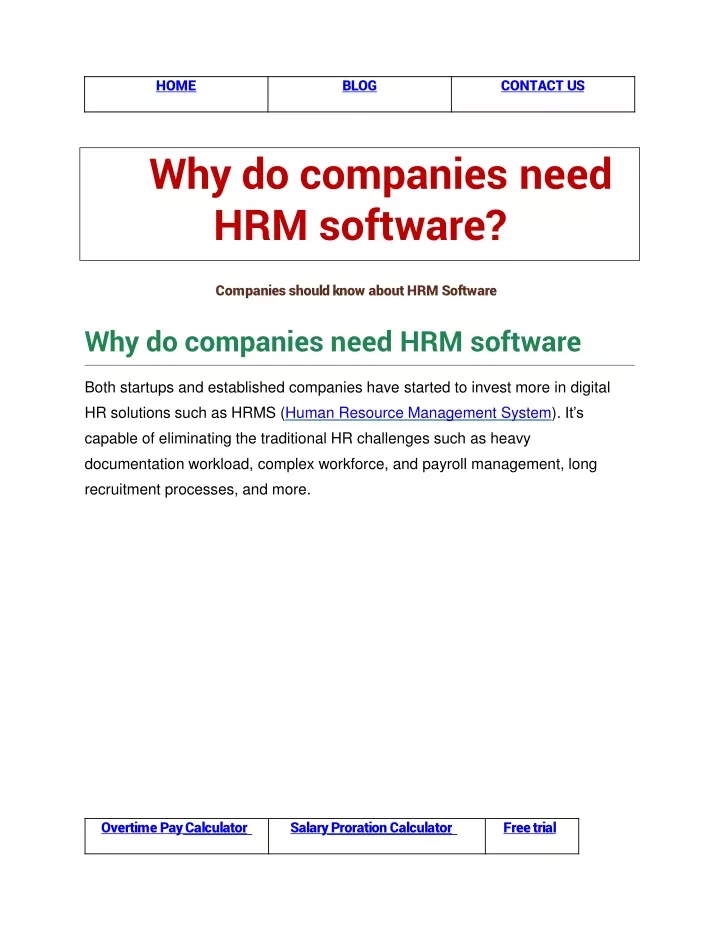 why do companies need hrm software