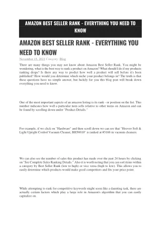 amazon best seller rank everything you need