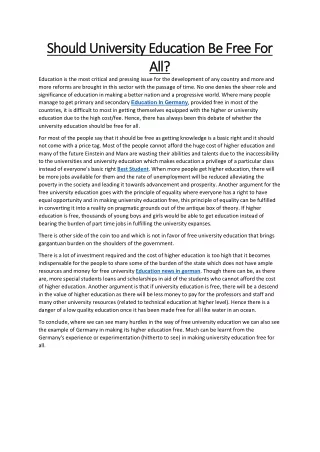 should university education be free for should
