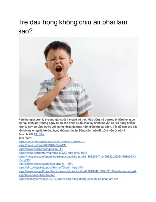 Trẻ đau họng không chịu ăn phải làm sao?