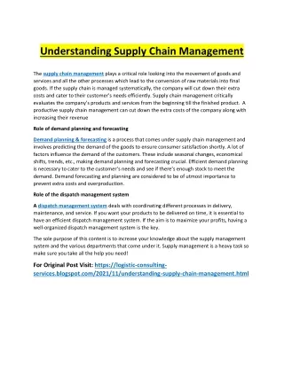 understanding supply chain management