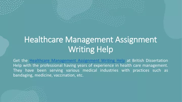 healthcare management assignment writing help