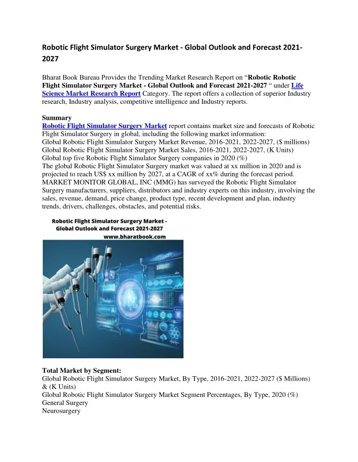 robotic flight simulator surgery market global