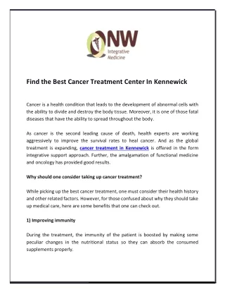 Find The Best Cancer Treatment Center In Kennewick