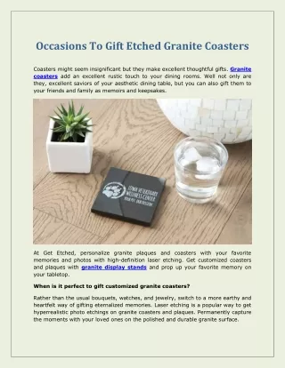 Occasions To Gift Etched Granite Coasters