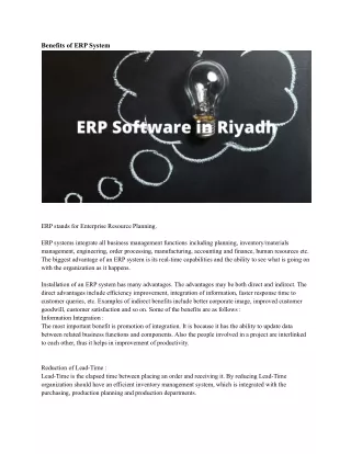 benefits of erp system