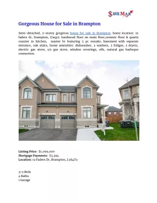 gorgeous house for sale in brampton