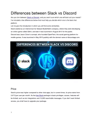 Differences between Slack vs Discord