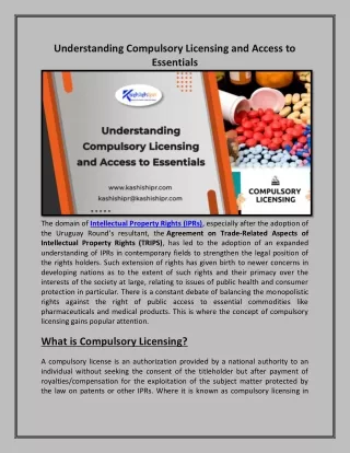 understanding compulsory licensing and access