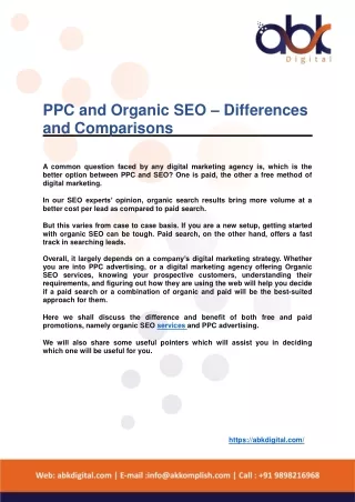ppc and organic seo differences and comparisons