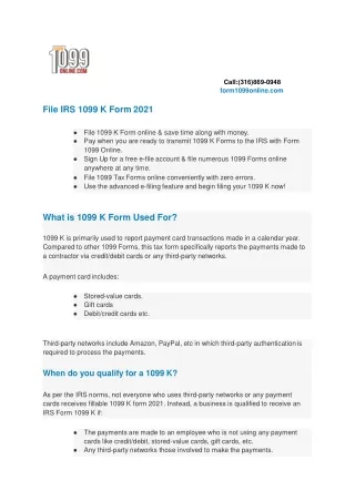 1099 K Form - Payment Card and Third Party Network Transactions