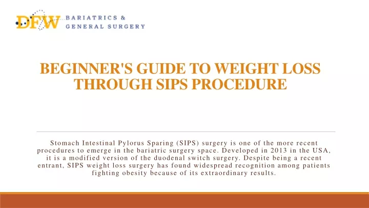 beginner s guide to weight loss through sips procedure