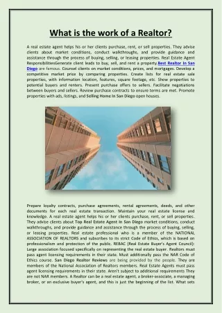 what is the work of a realtor