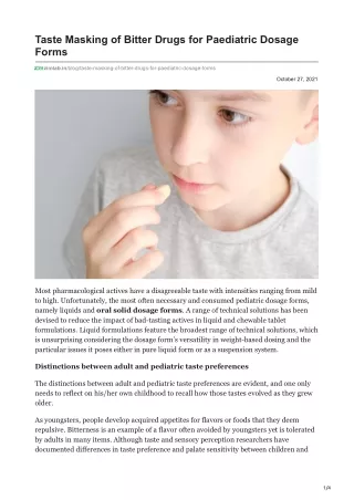 taste masking of bitter drugs for paediatric