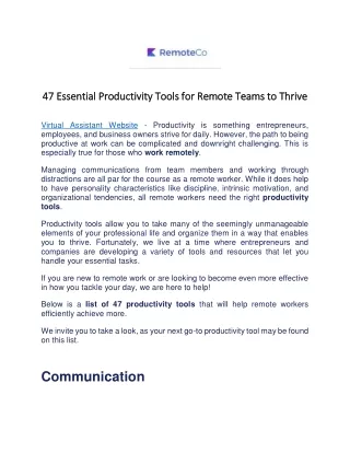 47 essential productivity tools for remote teams