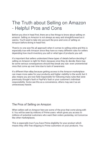 the truth about selling on amazon helpful pros