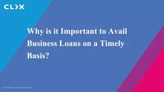 why is it important to avail business loans