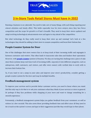 3 In-Store Tools Retail Stores Must have in 2022